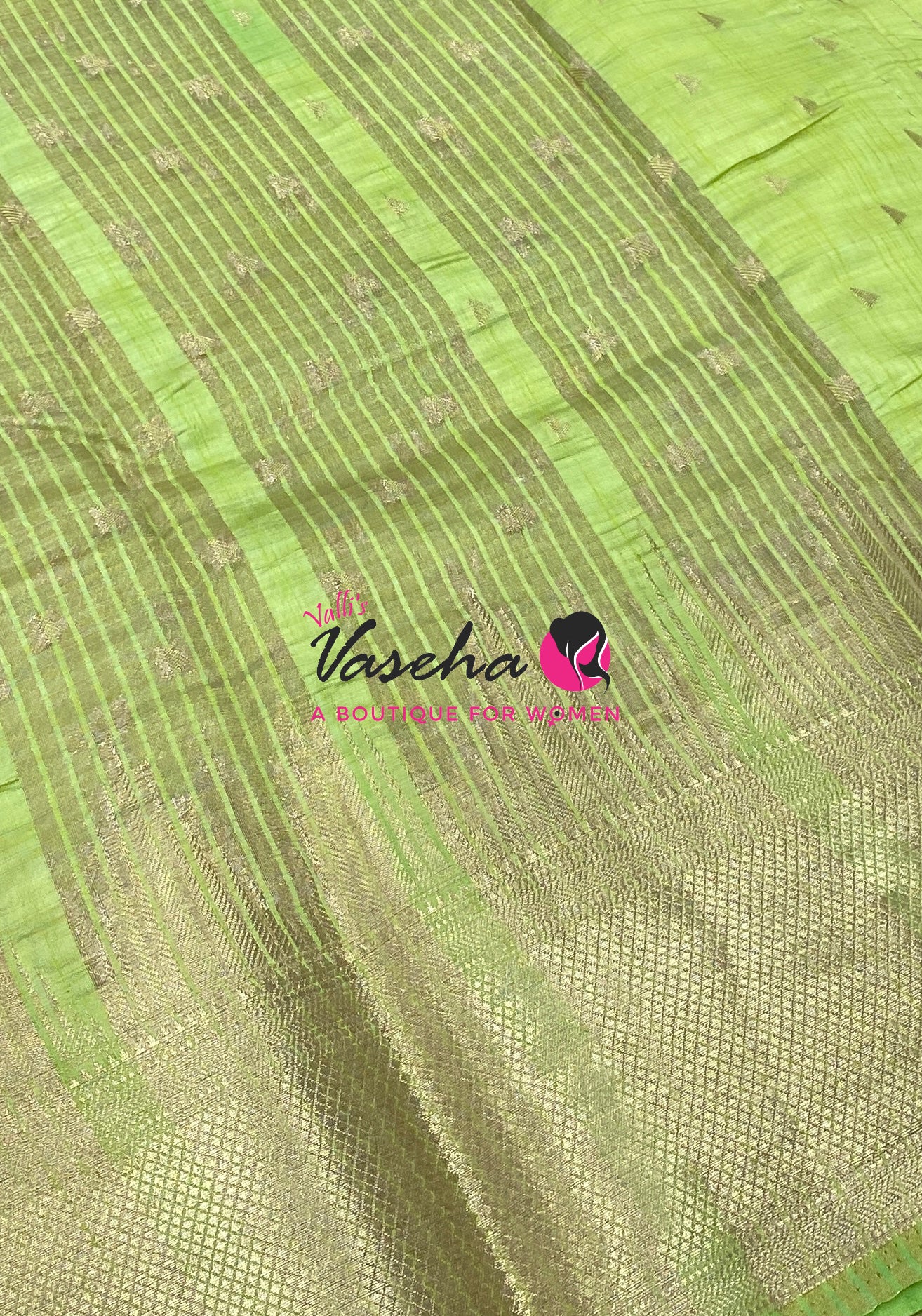 Semi Tussar Silk Saree | Pista Green Shade |VVSTS054