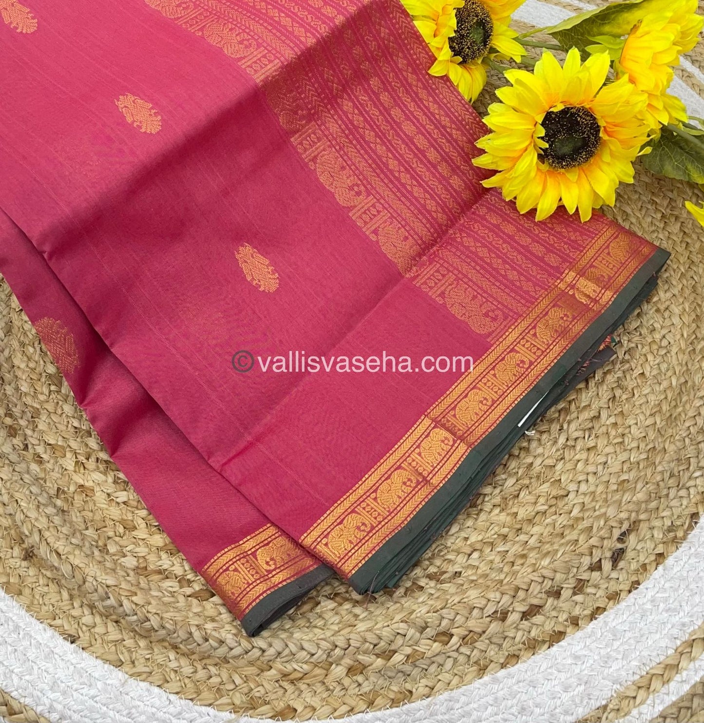 Pure Silk Cotton Saree - Retta Mayil Design - VVRMS001