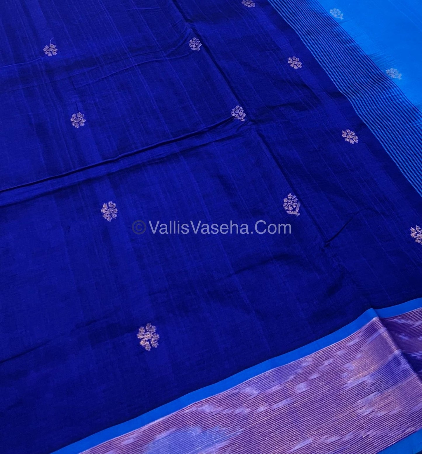 Semi Silk Cotton Saree - Blue & Blue - VVSSC001