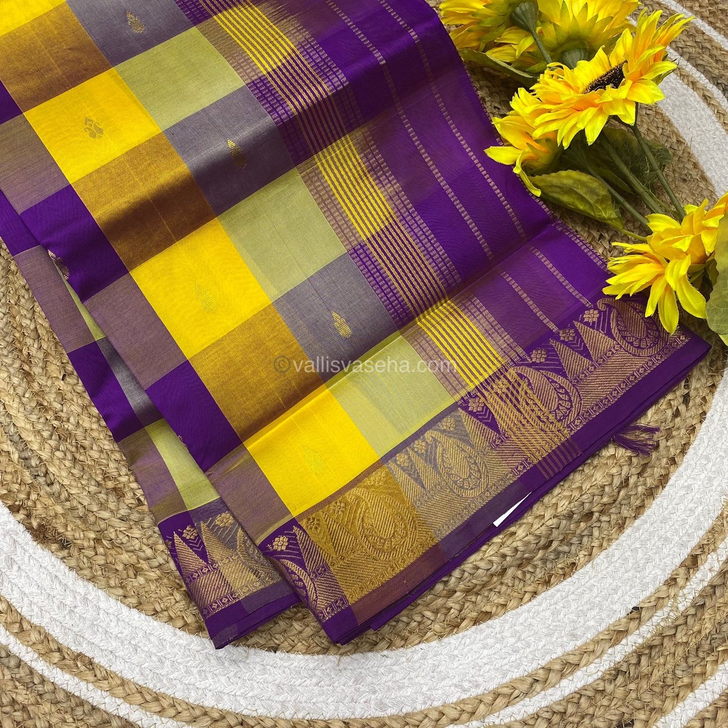 Pure Silk Cotton Saree - Pazhum Pazhamum Checks Design - VVPPSC01