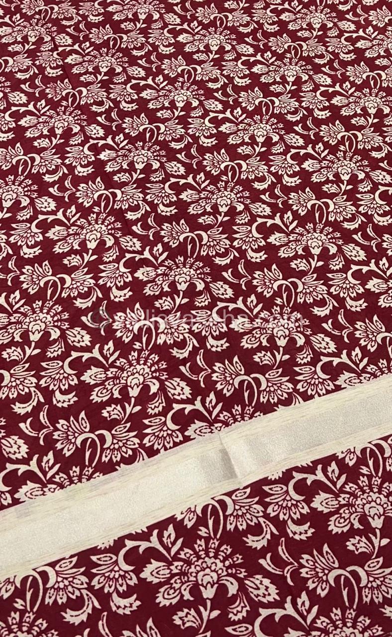 Casual Wear - Semi Silk Mixed - Kalamkari -Lemon Green With Merun - VVSSK001
