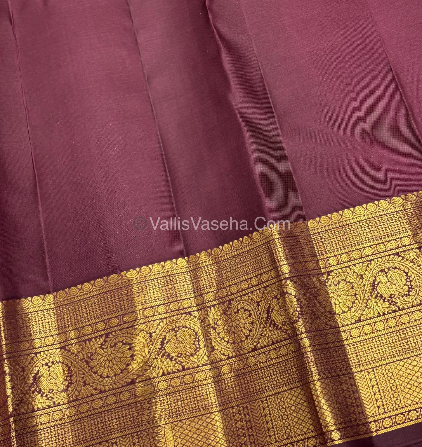 Pure Kanchipuram Silk Saree - Vaira Voosi design - Rust Orange & Wine Brown Shade - VVPS022