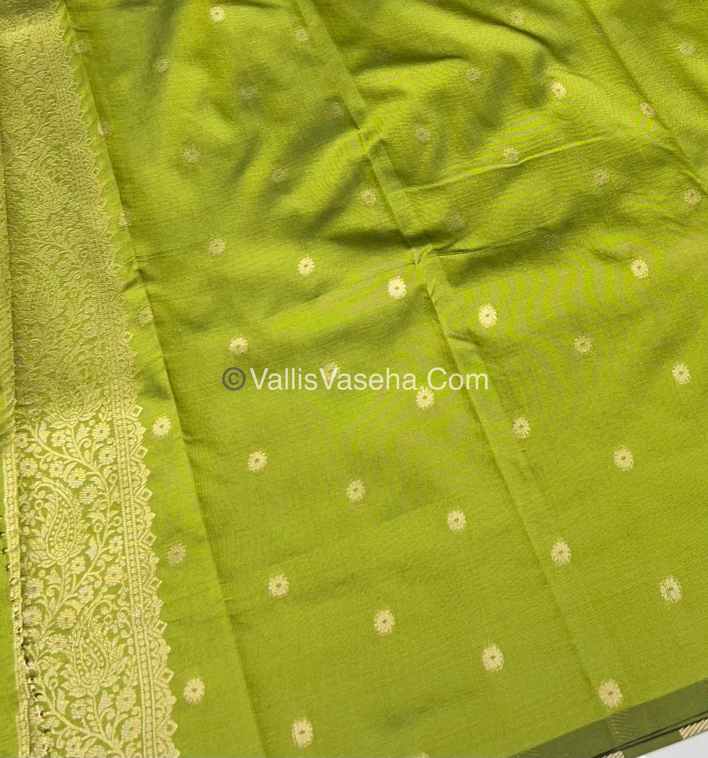Semi Soft Silk - Elephant Butta Border - Green Shade -VVSSS011