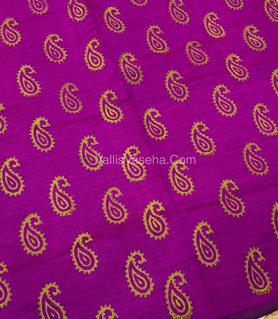 Poly Silk Mixed Cotton - Mirror Work Embroidery - Green with Pink - VVPCM001