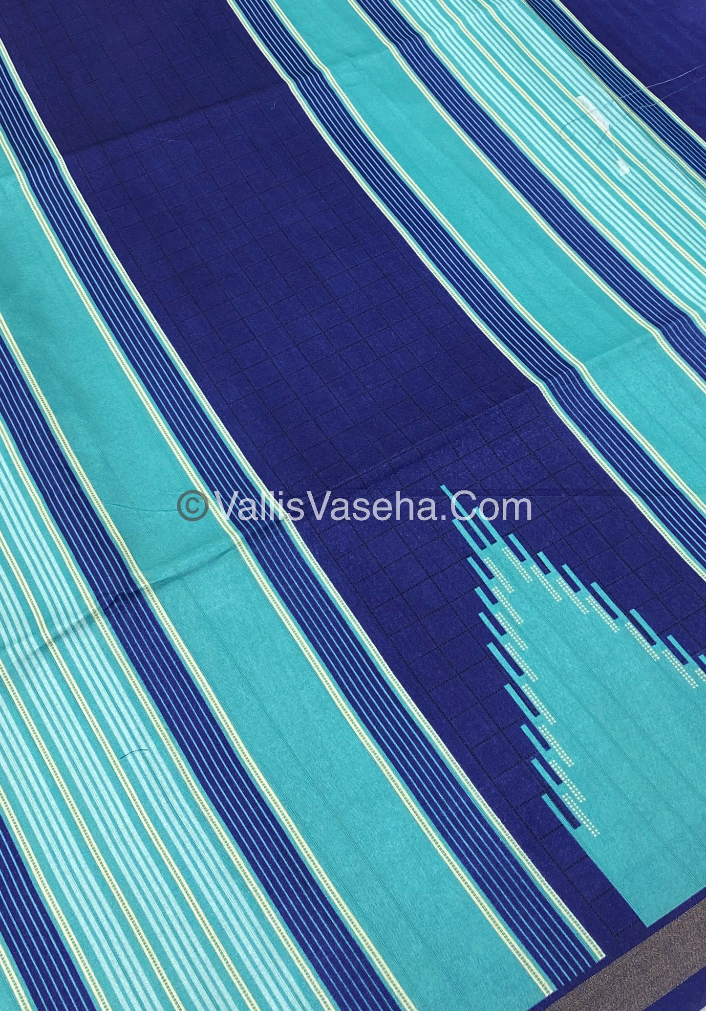 Semi Chanderi Saree - Sea Blue & Ink blue  Combo - VVSCS003