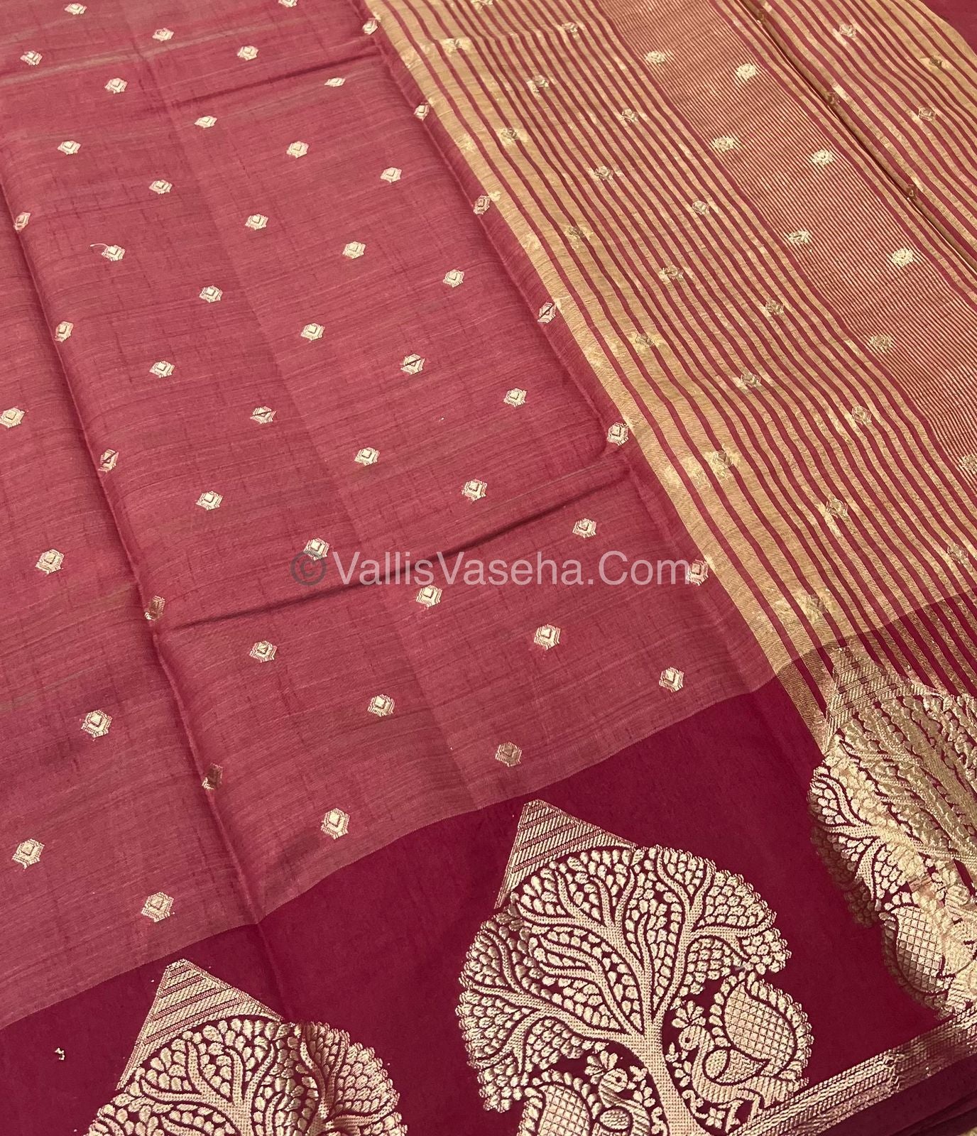 Semi Tussar Silk Saree - Wine Shade - VVSTS036