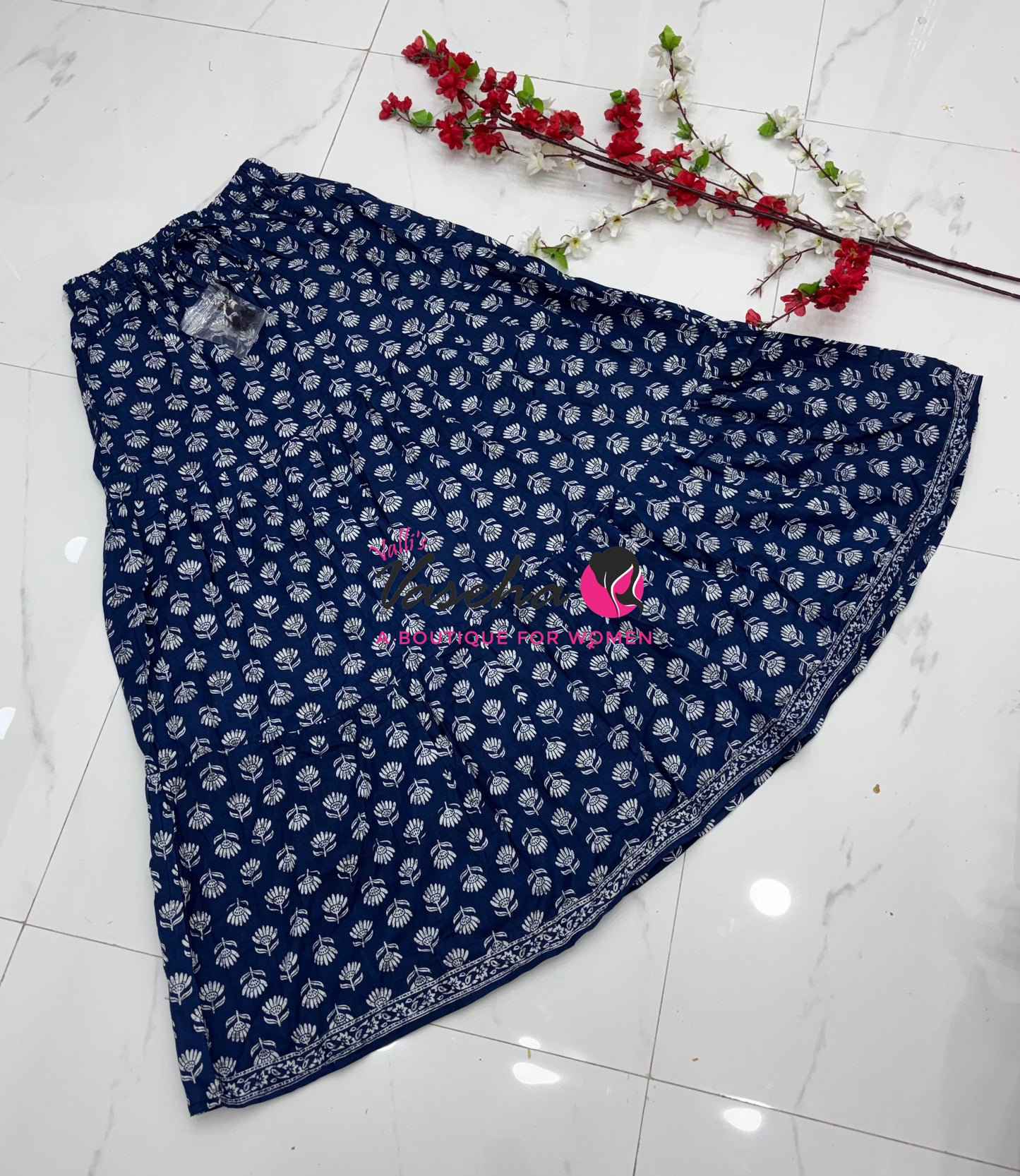 Skirts - Indigo Blue shade - Free Size ( Fit Upto XL Size) - VVPS001