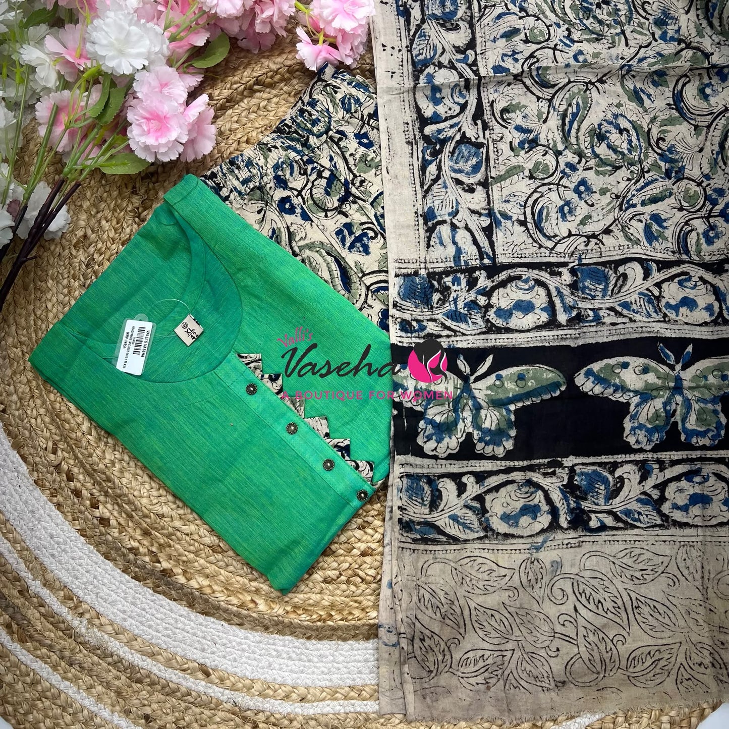 Readymade 3pc Set - Kalamkari Cotton Set - VVRMS019