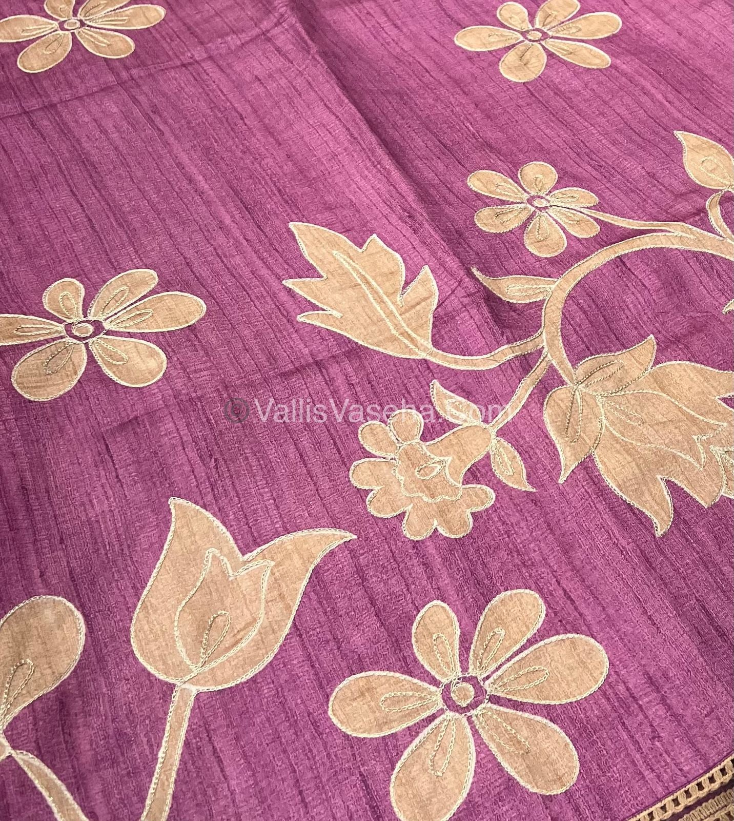 Semi Raw Silk with embroidery work - VVSRS001