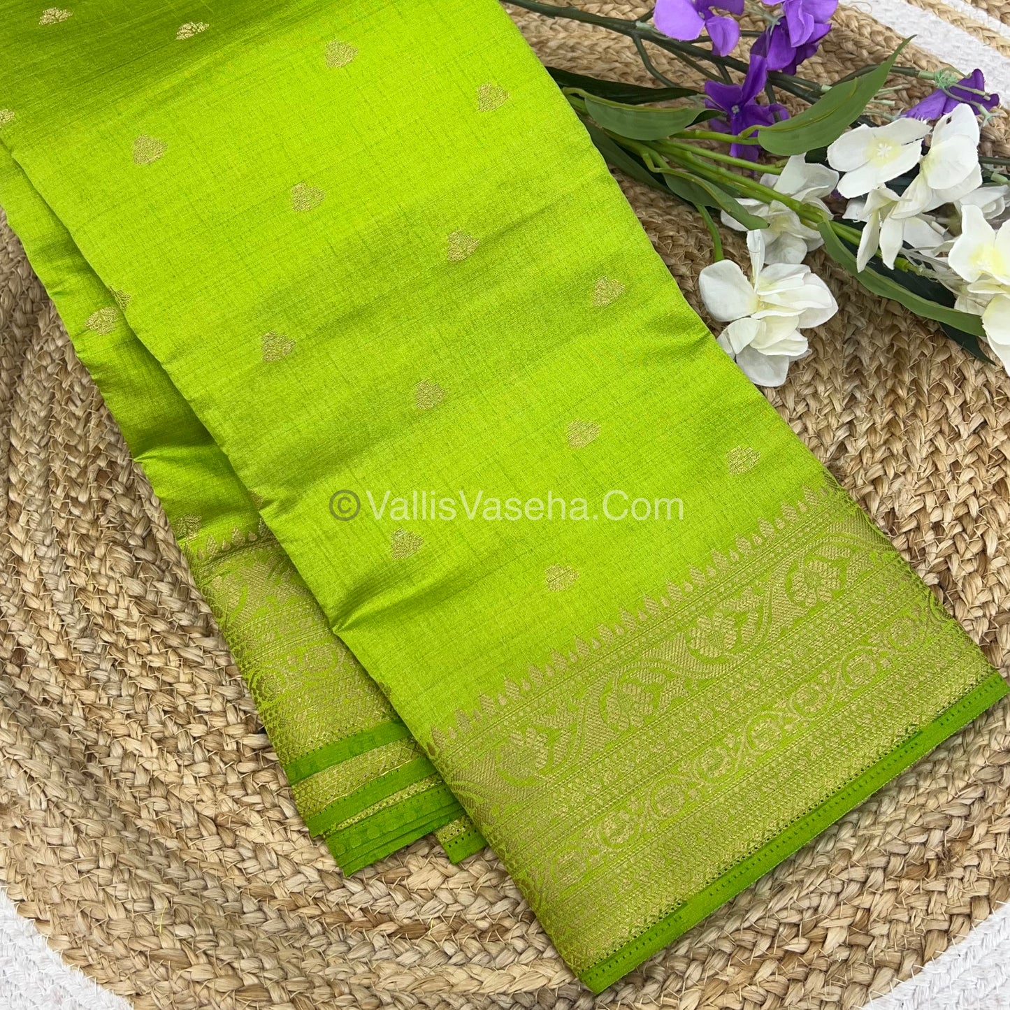 Semi Tussar Silk Saree - Green Shade - VVSTS008