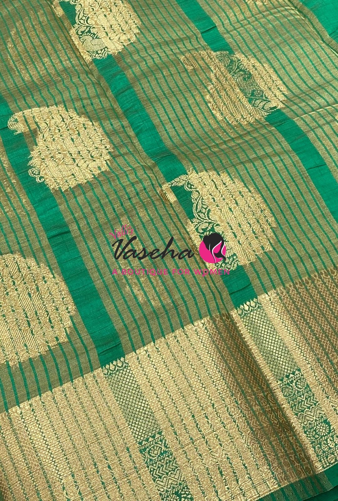 Semi Tussar Silk Saree | Green Shade |VVSTS055