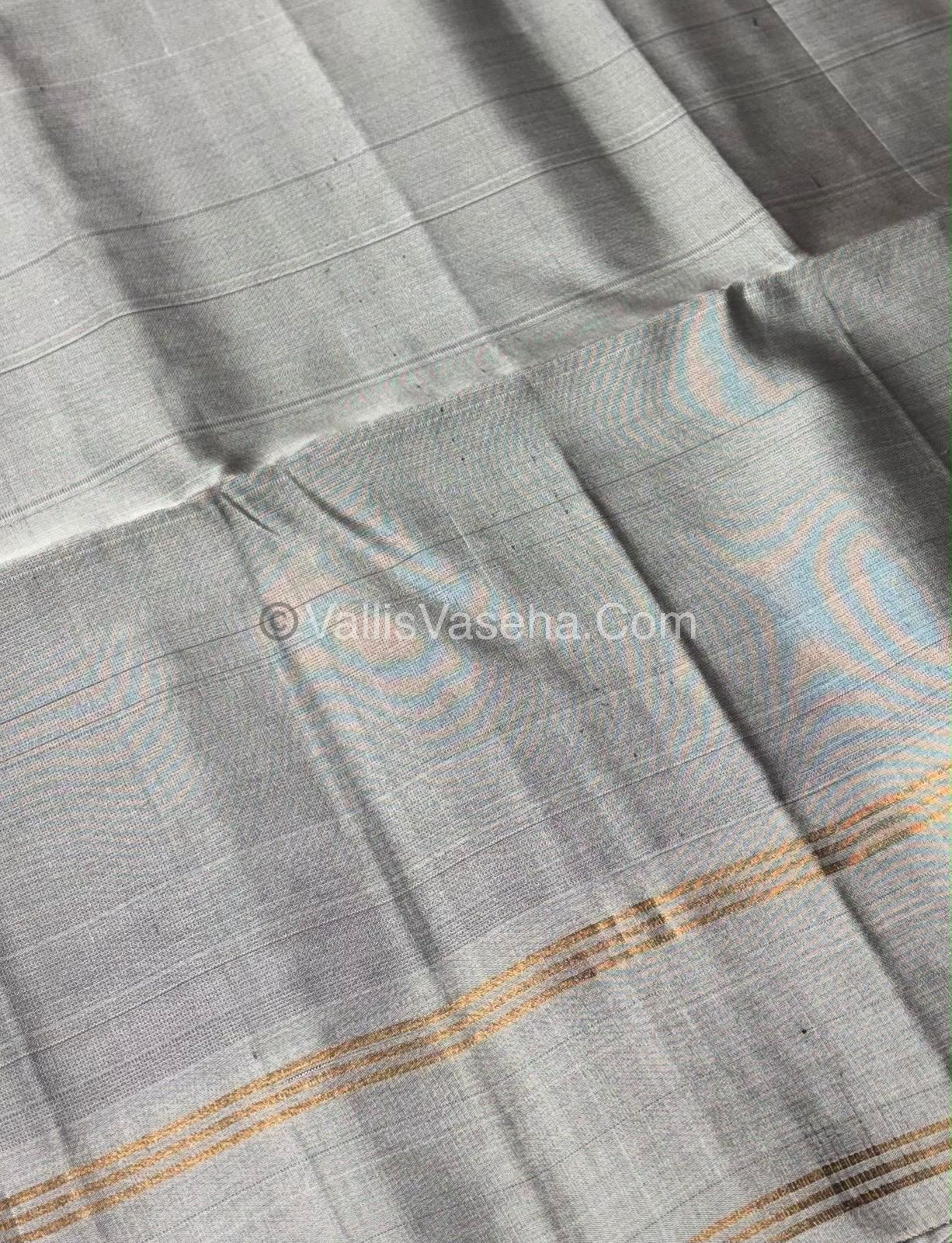 Half Mixed Soft Silk Saree - Kolam Design - Purple & Grey Shade - VVPSS056