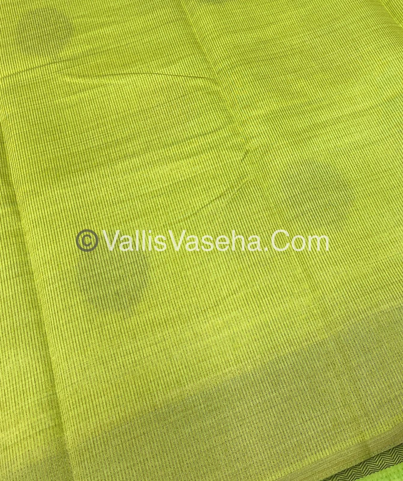 Semi Tussar Silk Saree - Light Pista / Lemon Green shade - VVSTS009