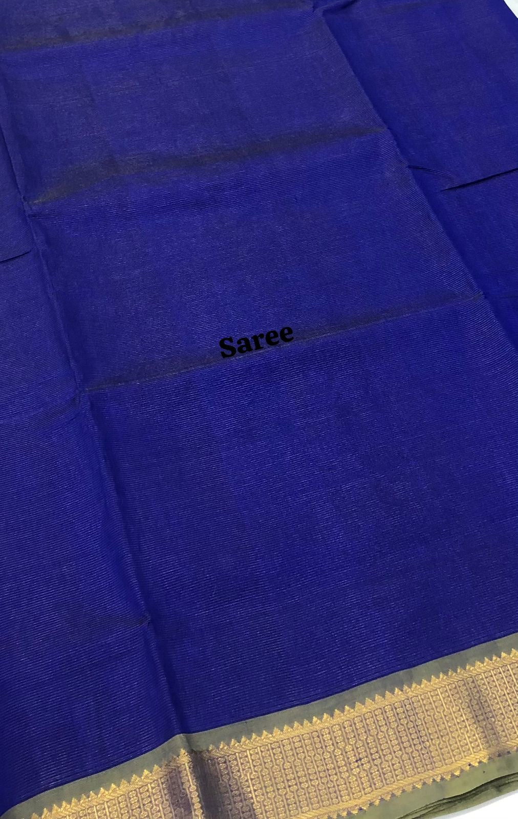 10 yards - Pure Silk Cotton - Vaira Voosi - Blue with Green - VVTYSC001