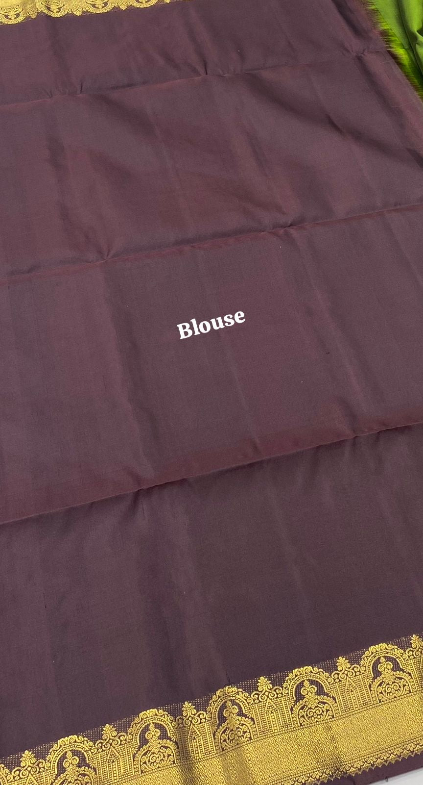Pure Soft Silk Saree - Green with Brown Combo - VVPSS015
