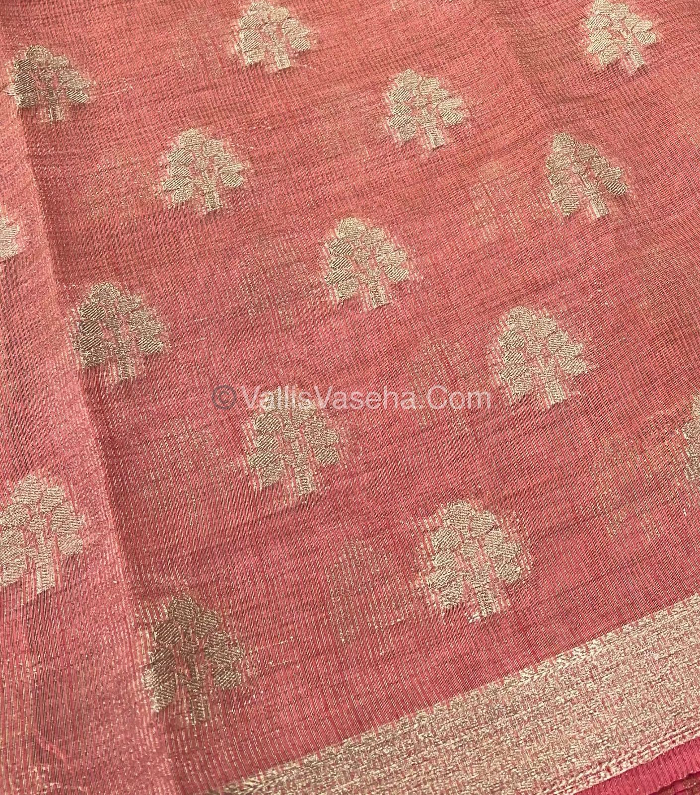 Semi Tussar Silk Saree - Peach Shade - VVSTS009
