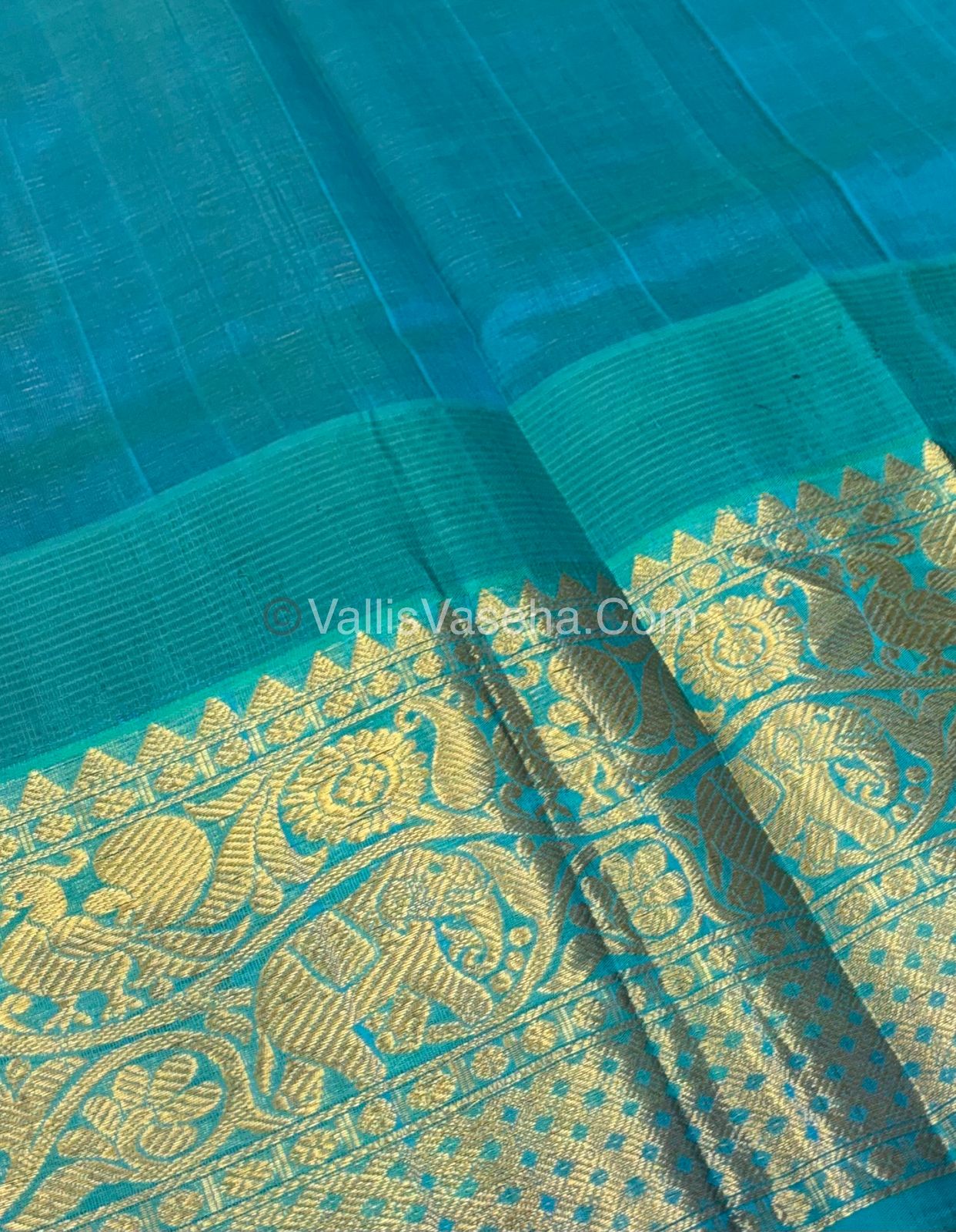 Pure Korvai Silk Cotton - Purple with Blue - VVKSC027