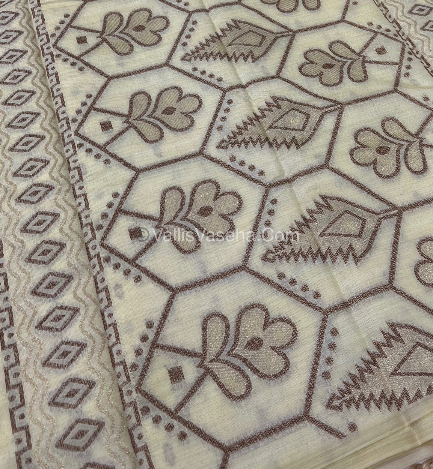 Cherry Tussar - Semi Tussar Silk - White Shade - VVSTS009