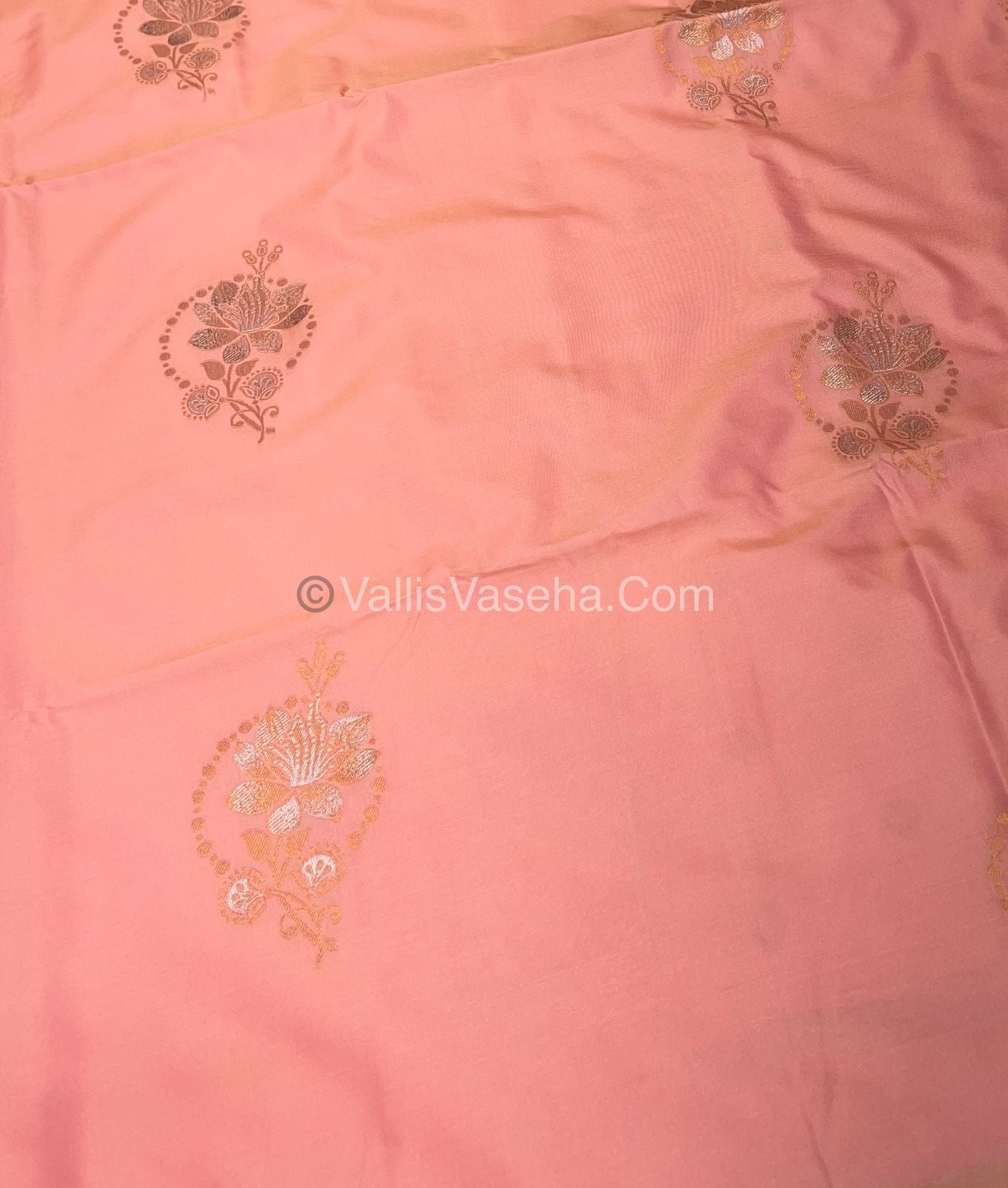 Semi Soft Silk - Border less - Double tone Light Peach Shade -VVSSS007