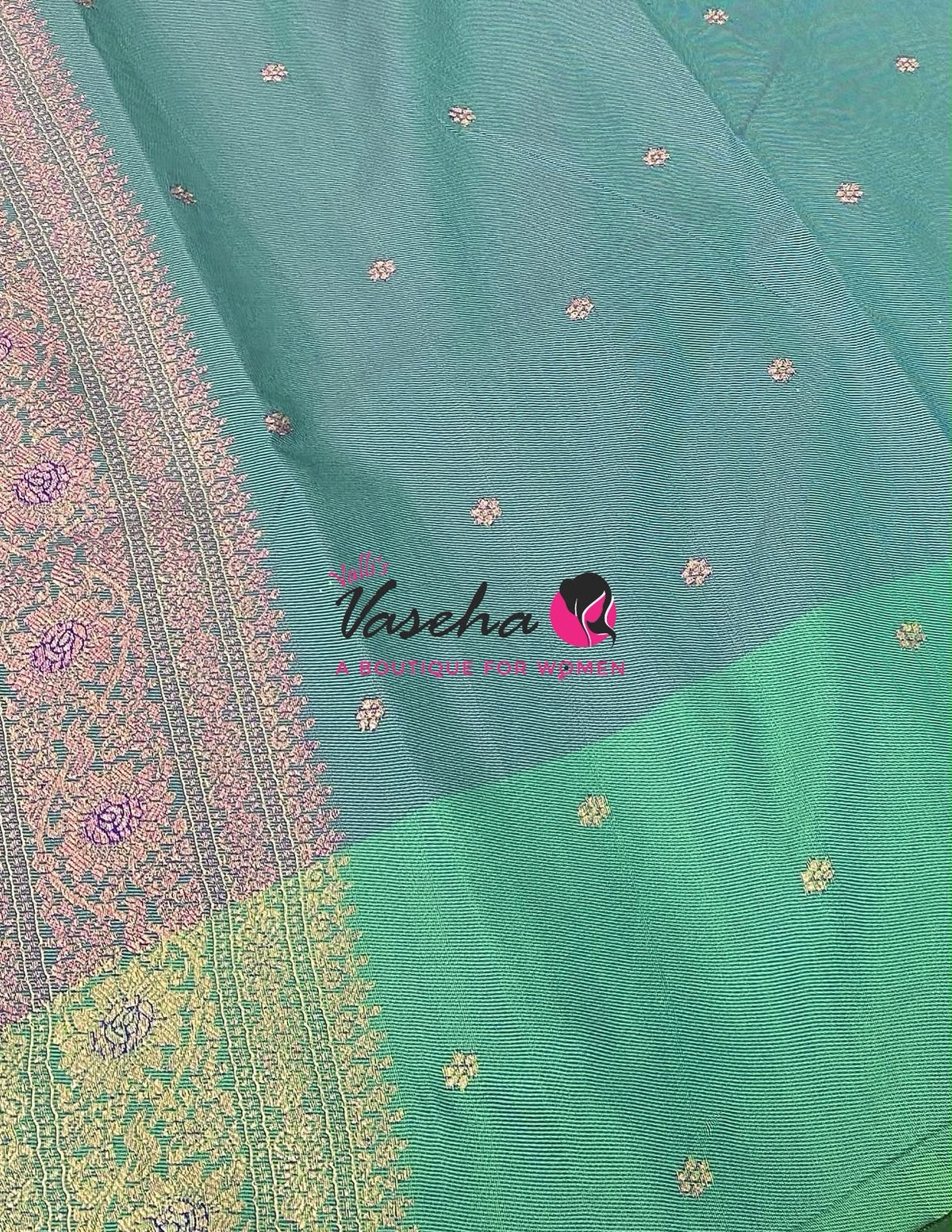 Semi Soft Silk - Purple With Dual Tone Bluish Green Combo -VVSSS039