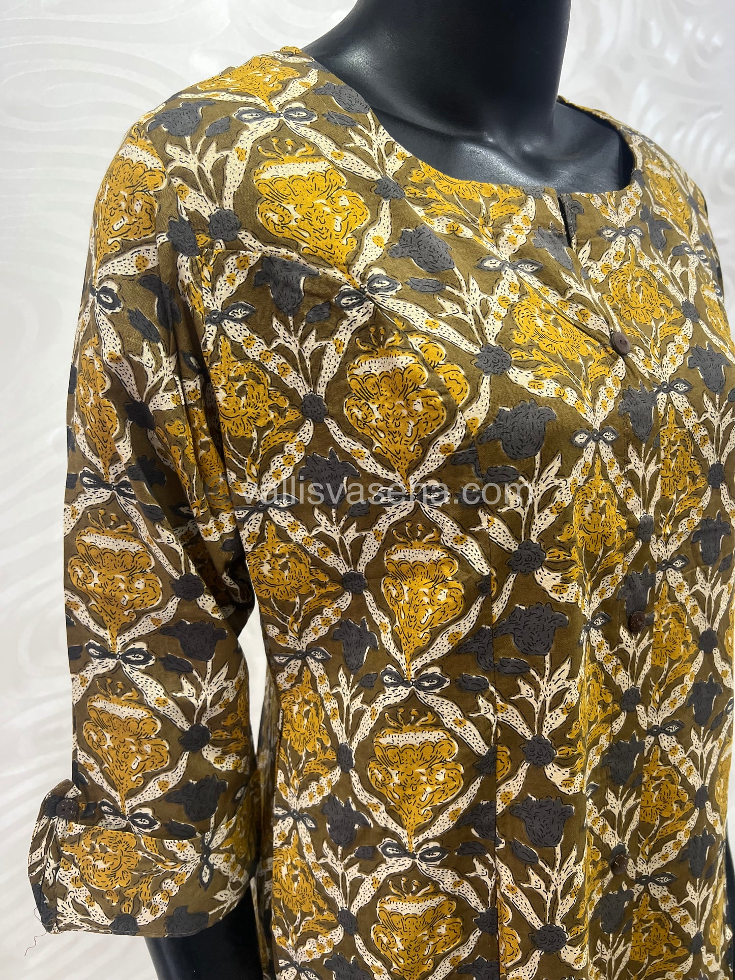 Slub Cotton - Printed Kurti - A - Line Cut - VVALK001
