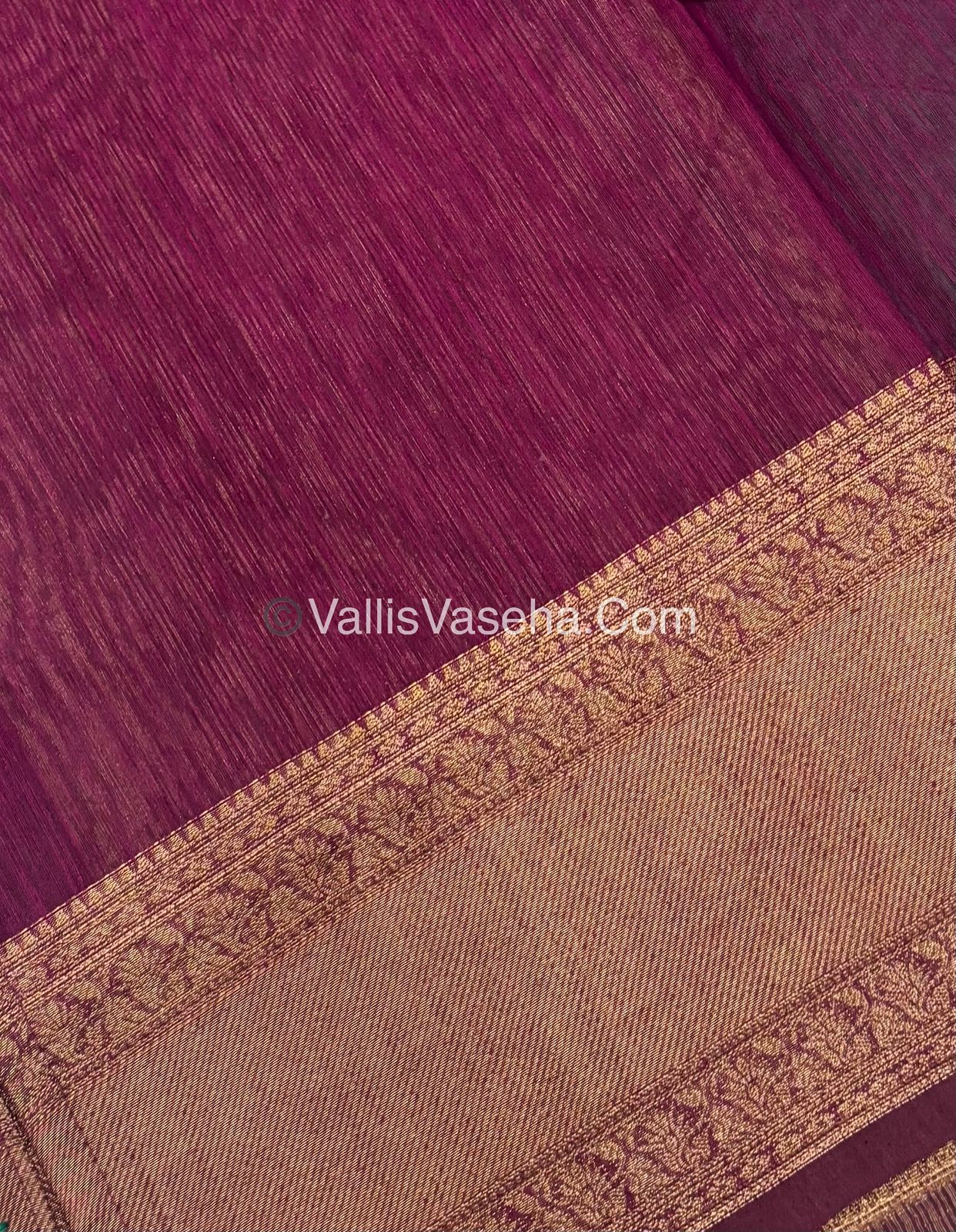 Bamboo Silk Saree- Green with wine Shade - VVBSS012