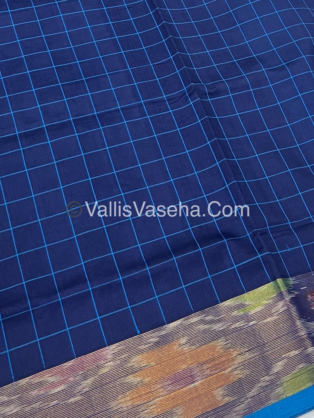 Semi Silk Cotton Saree - Blue & Blue- VVSSC001