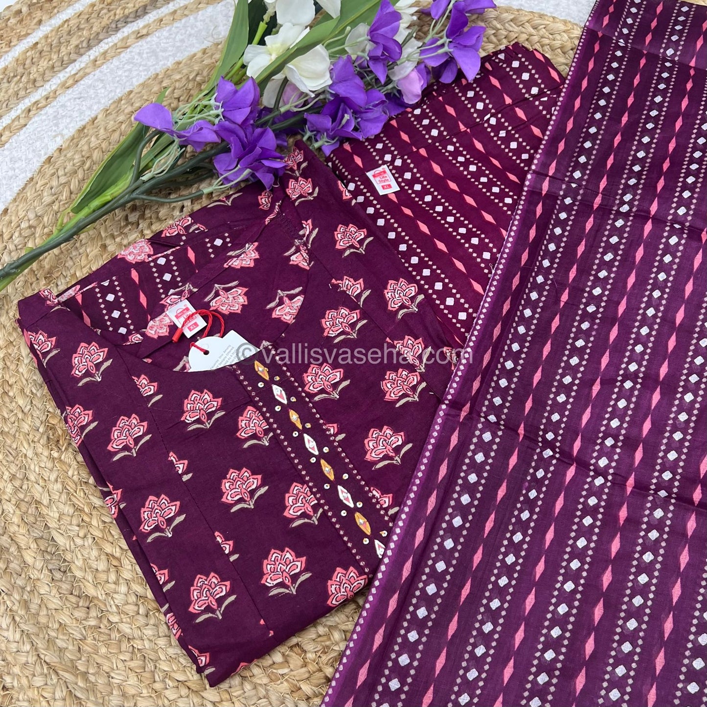 Ready Made - Anarkali - Salwar, Kameez & Duppatta(3pc)- Printed Cotton - VVAS003