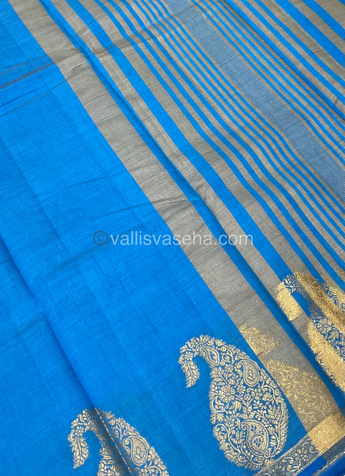 Semi Tussar Silk - Small Mango - Light Blue Shade - VVSTS002