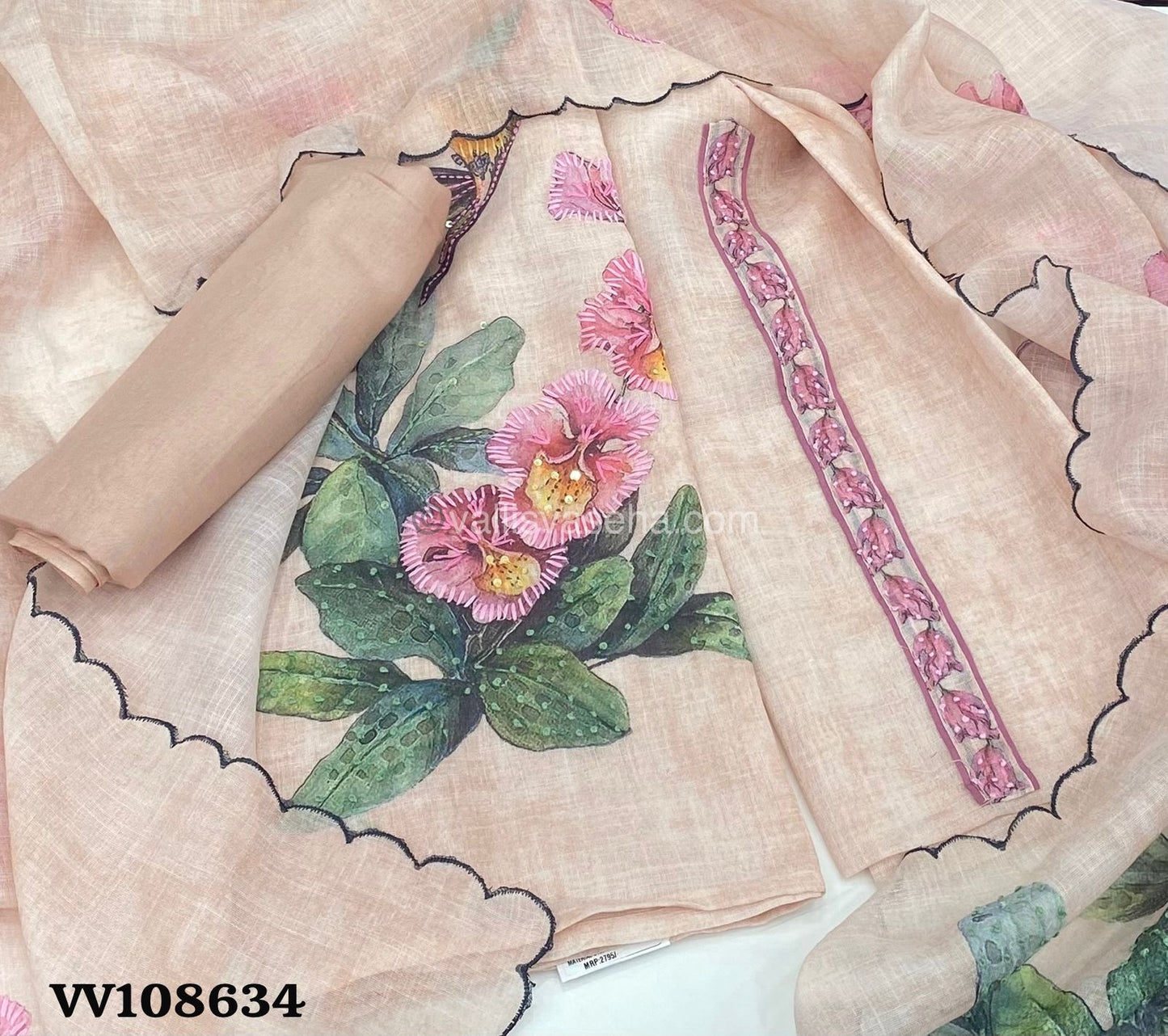 Salwar Material - Embroidered - Kota Linen Mixed Material - VVUSM001