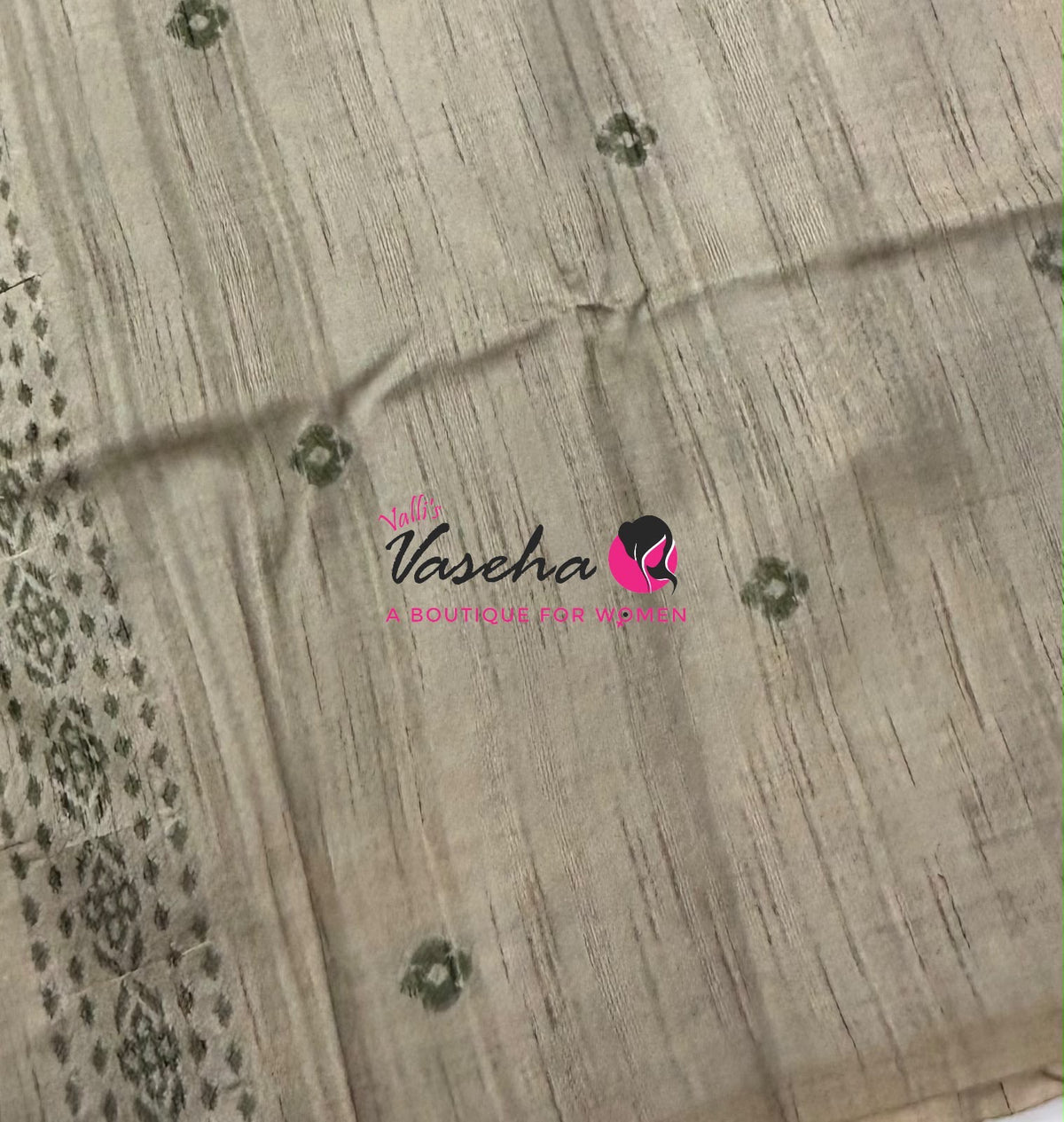 Semi Jute Silk Saree - Green With Cream Shade - VVSJS003