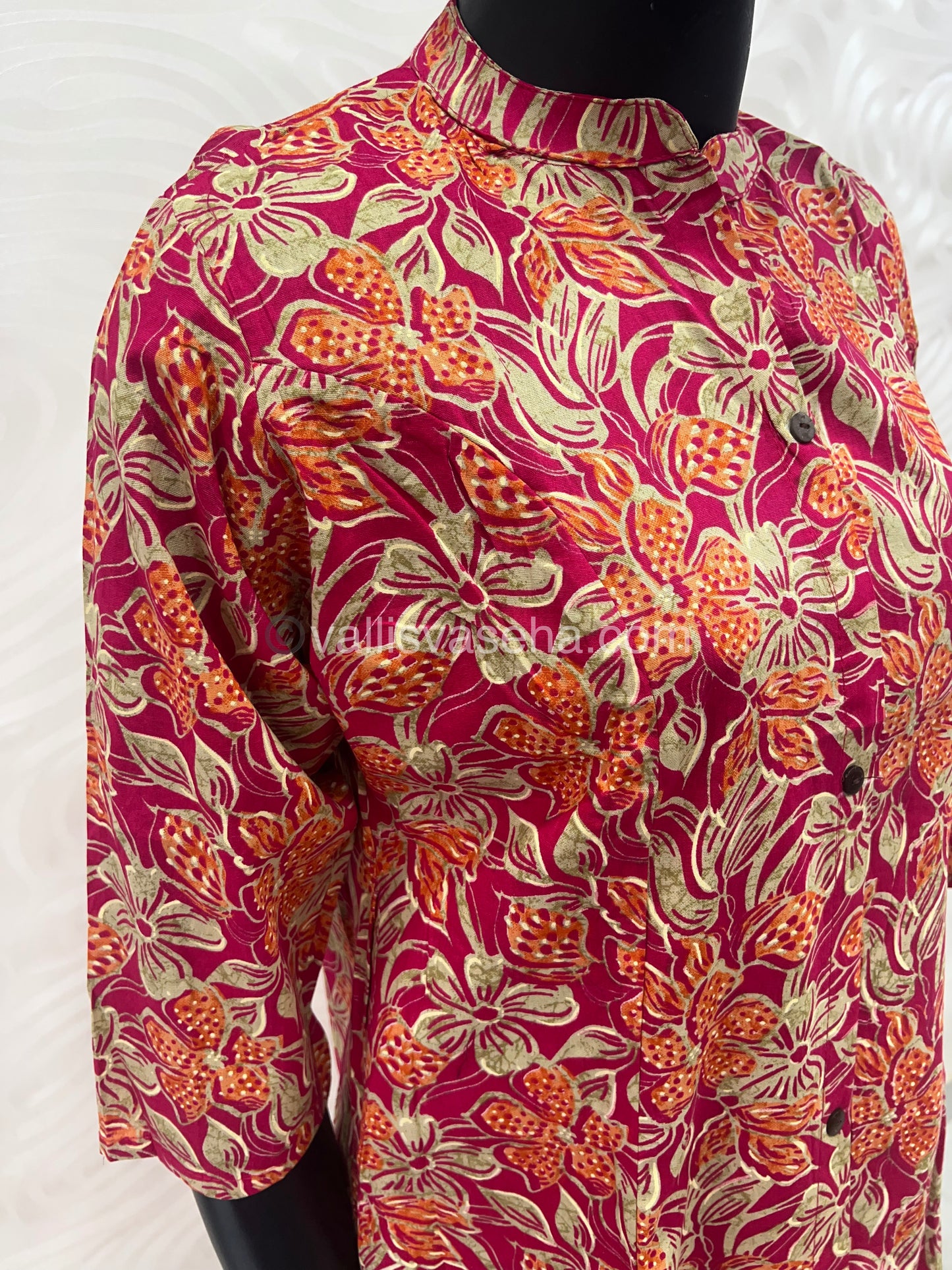 Slub Cotton - Printed Kurti - A - Line Cut - VVALK001