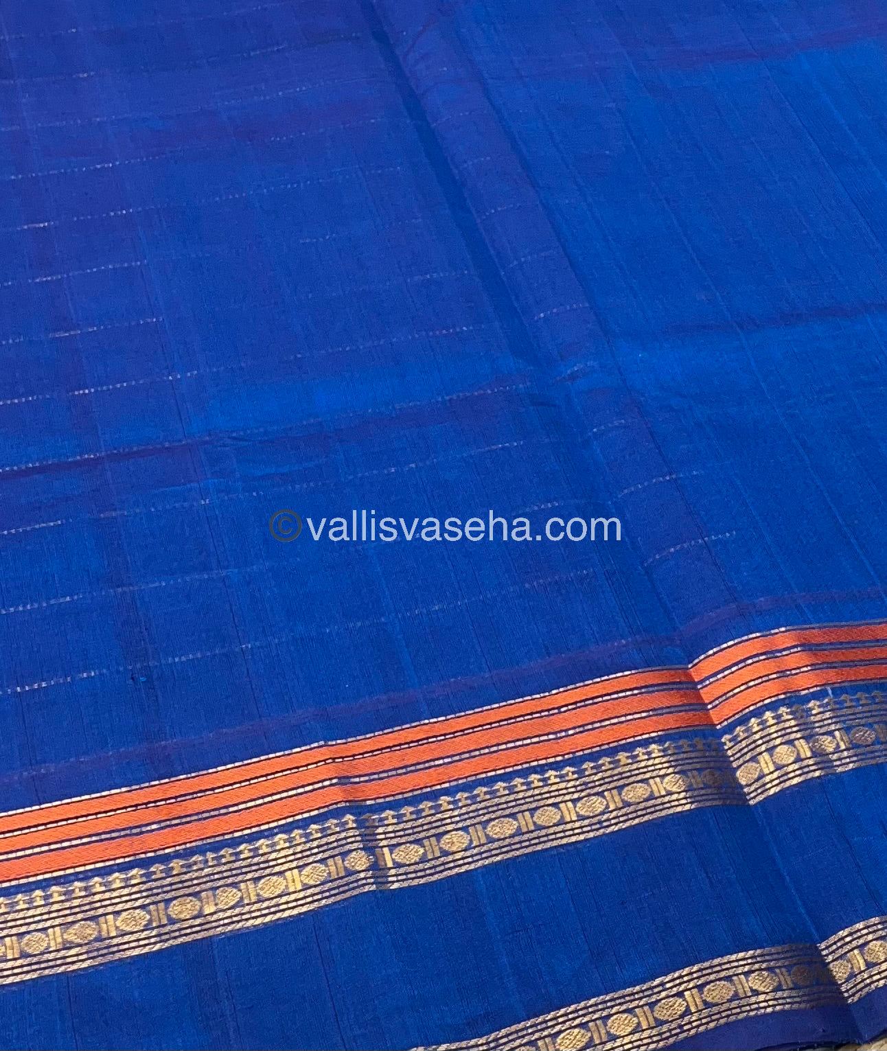 Pure Silk Cotton Saree - Retta Petta Border - Blue Shade - VVPSC001