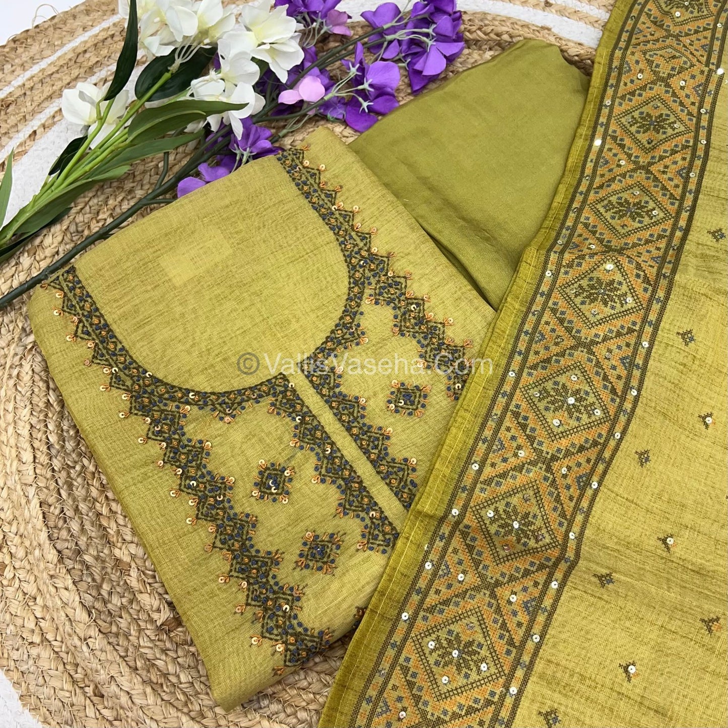 Tissue Linen Salwar Material | VVUSM003