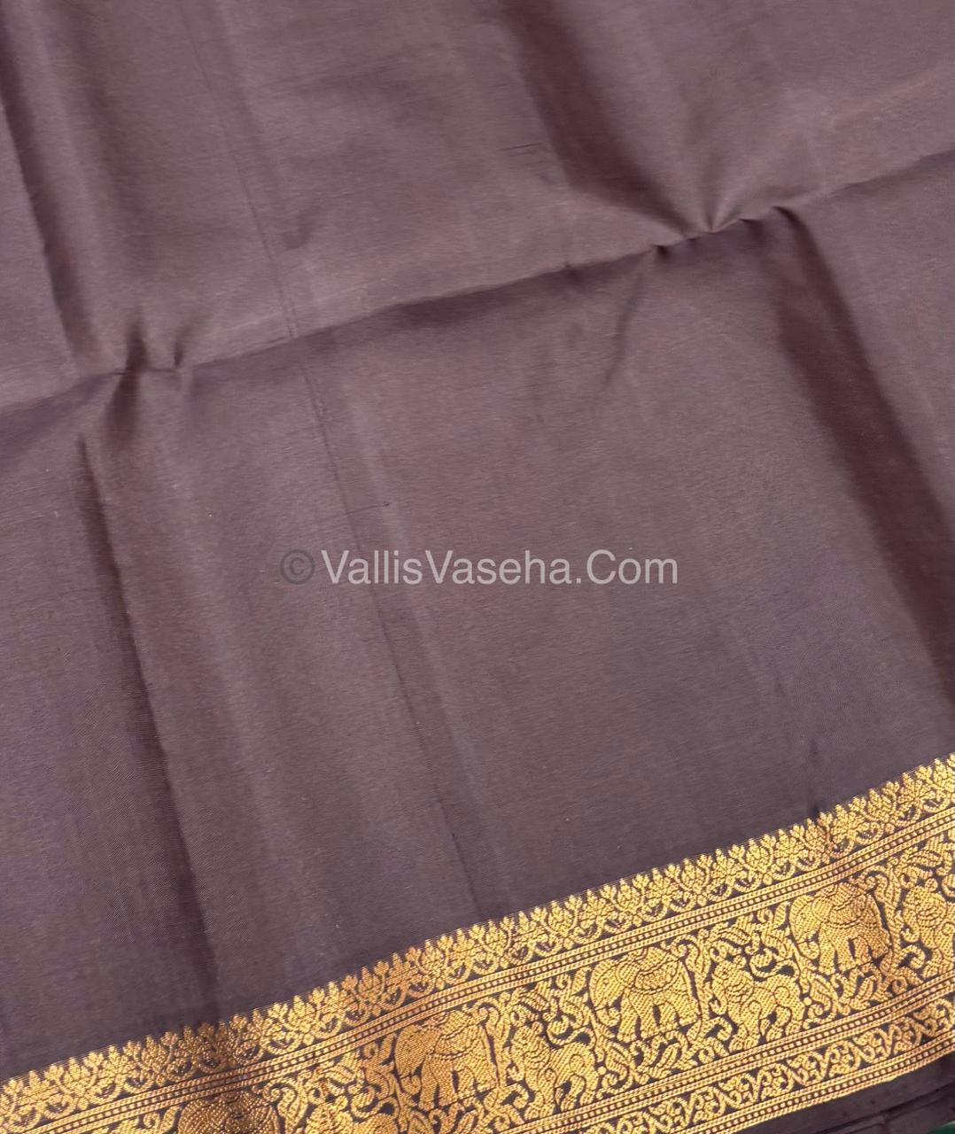 Pure Soft Silk Saree - Kanchi Border - Light Lavender With Wine Brown Shade - VVPSS015