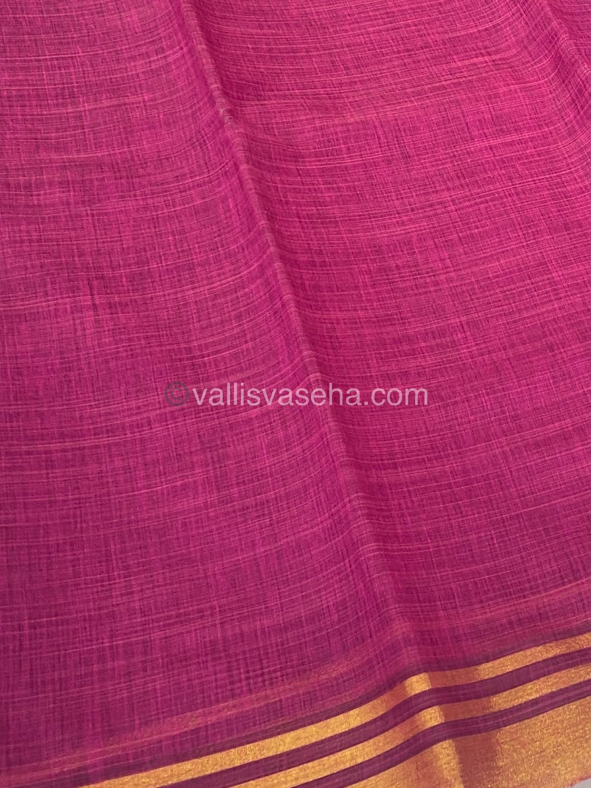 Mixed Cotton Saree | Dark Pink And Blue | Happy sale | 30% less - VVHS005