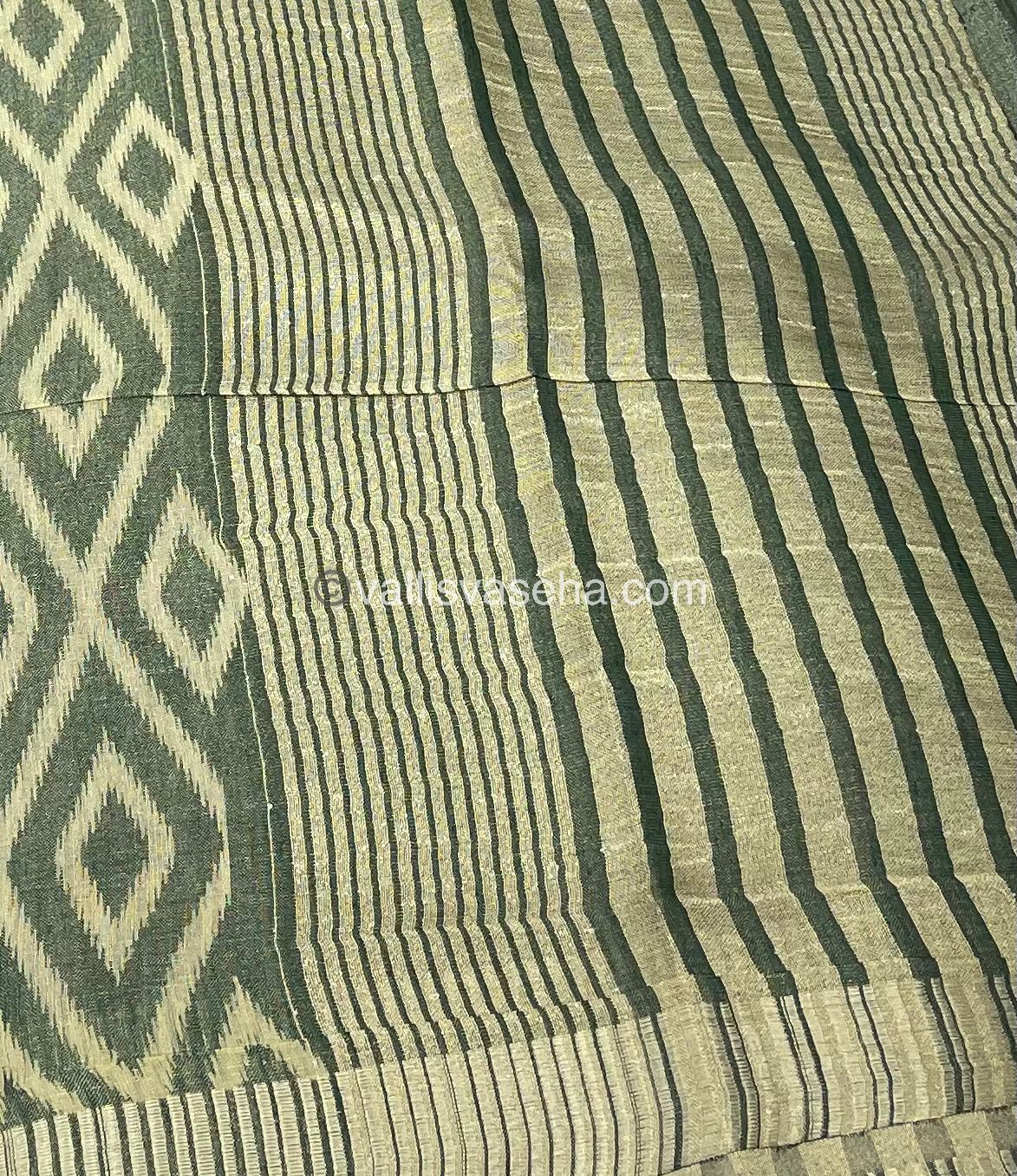 Semi Tussar Silk - Dark Green Shade - VVSTS004