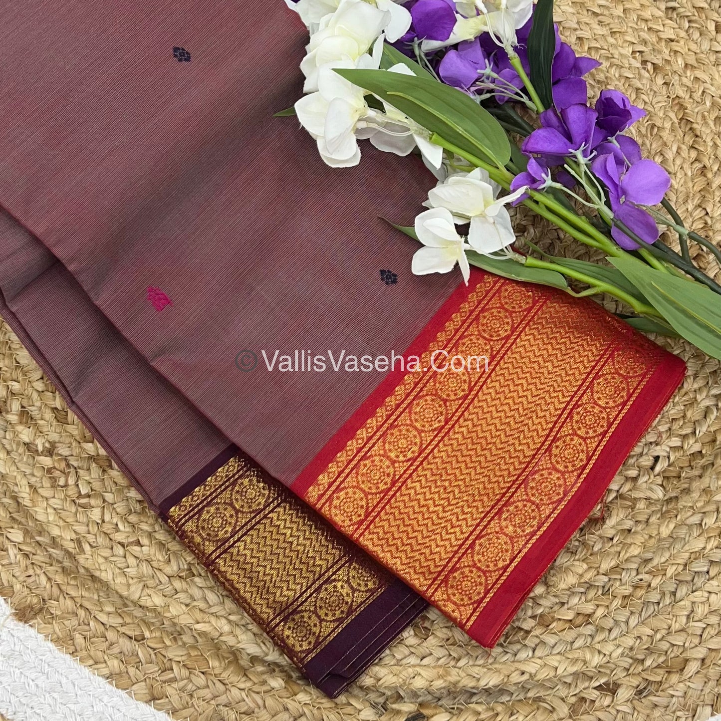Kanchi Cotton Saree - Butta Design with Ganga Jamuna Border VVKCS008
