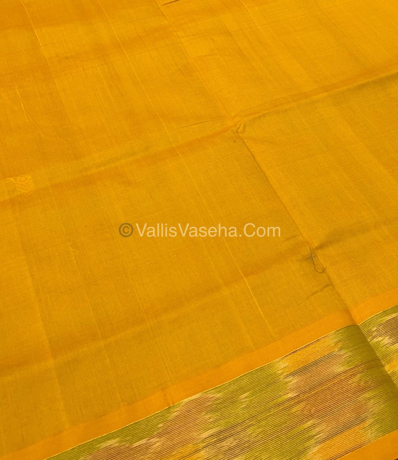Semi Silk Cotton Saree - Blue & Yellow - VVSSC001
