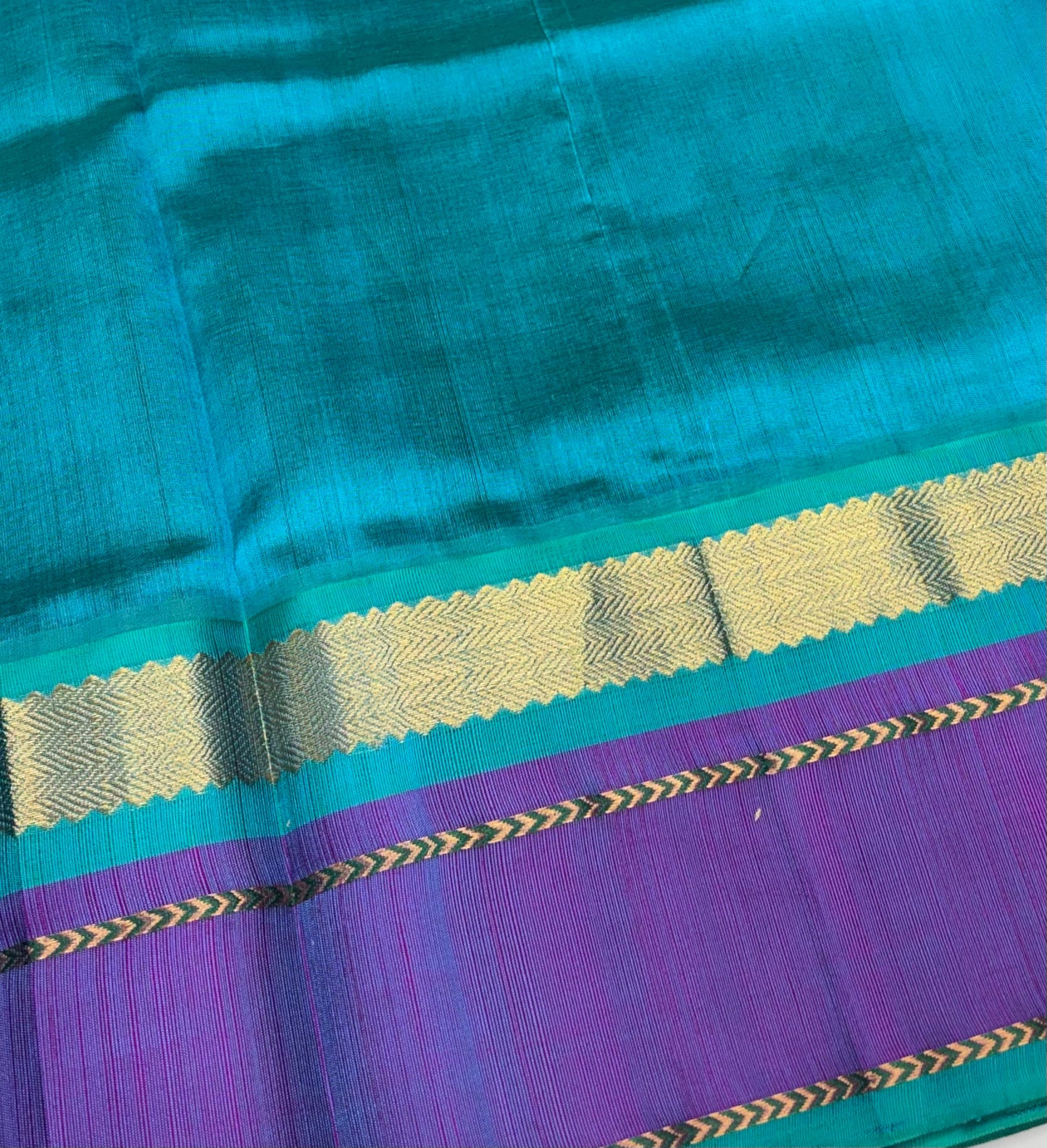Pure Korvai Silk Cotton With Peacock Butta Border - VVKSC018