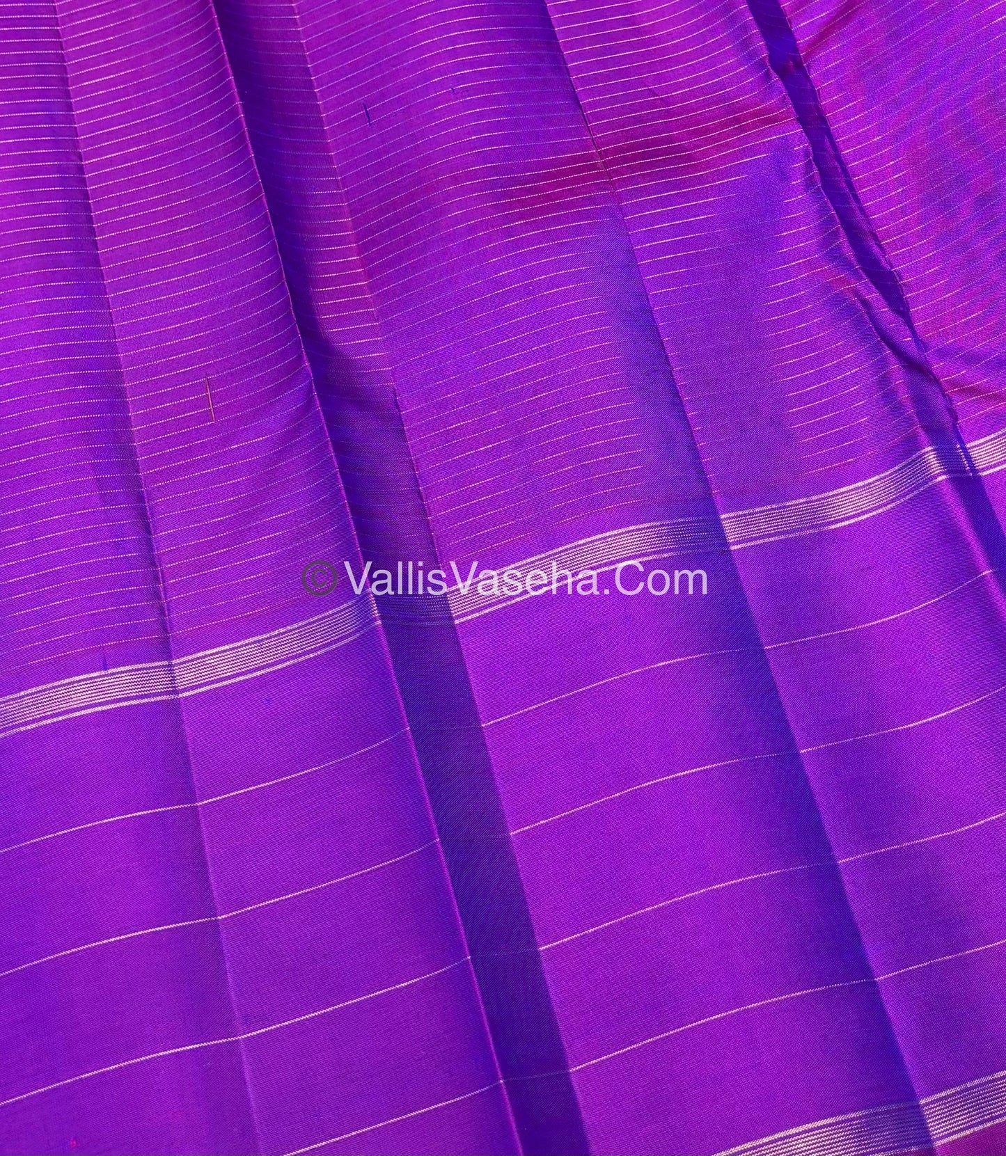 Pure Kanchipuram Silk Saree - Peacock Blue & Purple Combo - VVPS027