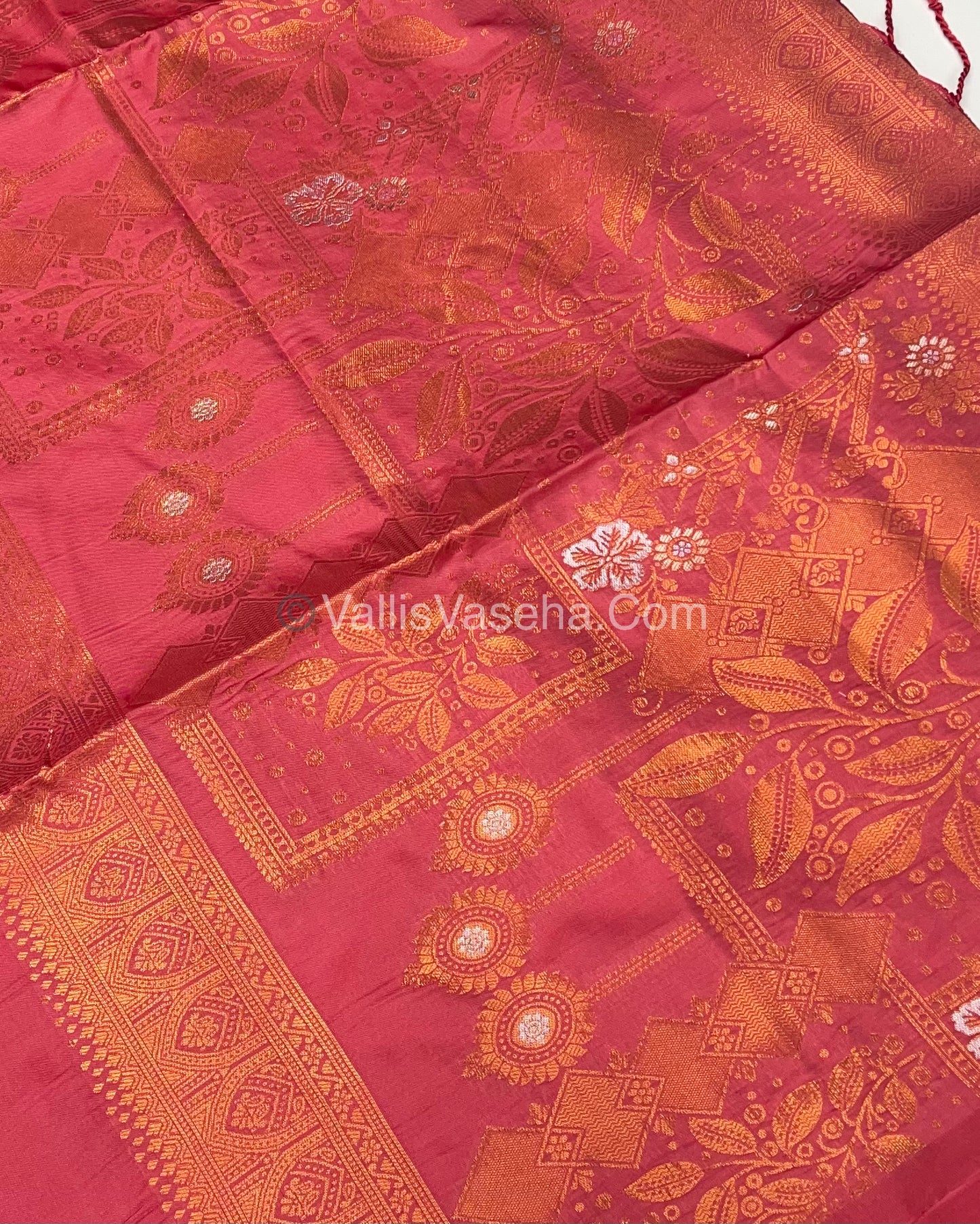Semi Soft Silk - Border less - Peachish Pink Shade -VVSSS007