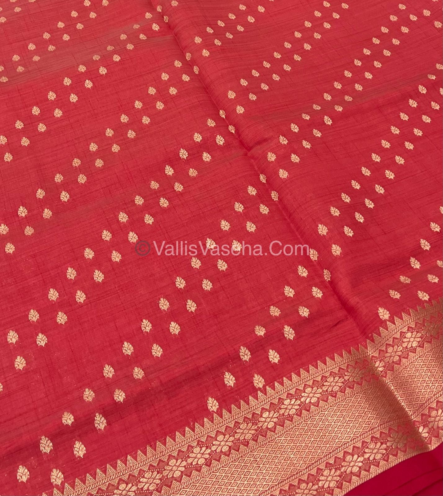 Semi Tussar Silk - Grand Pallu - Red Shade - VVSTS017
