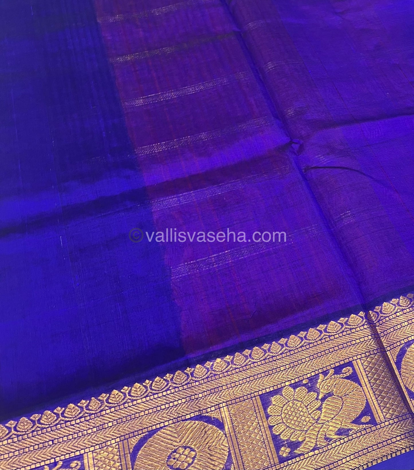 Pure Silk Cotton Saree - Mayil & Chakkaram Design - Pink With Blue Combo -VVMC003