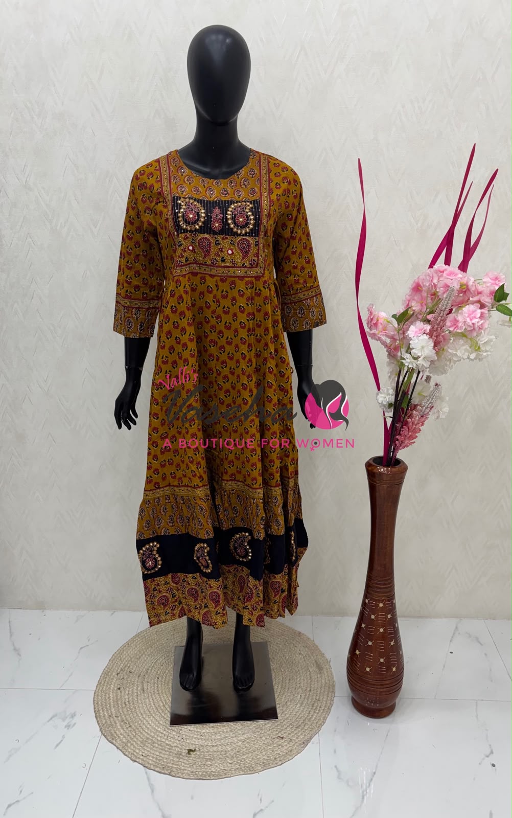Ready Made - Anarkali - Long Gown - Mustard Yellow Shade - VVRLG003