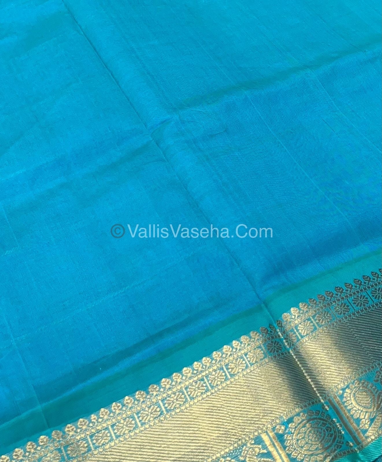 Pure Silk Cotton Saree - Mayil & Chakkaram Design - Lavender With Blue - VVMC001