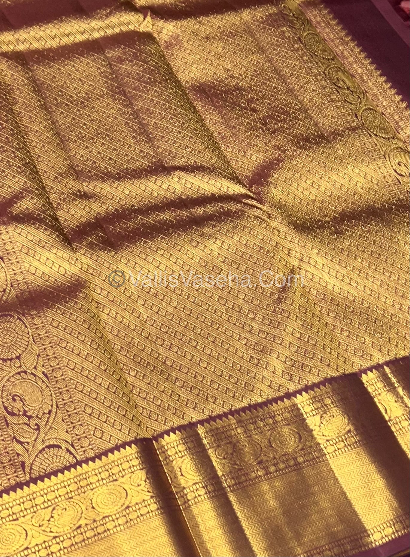 Pure Kanchipuram Silk Saree - Onion Pink With Brown Combo - VVPS010