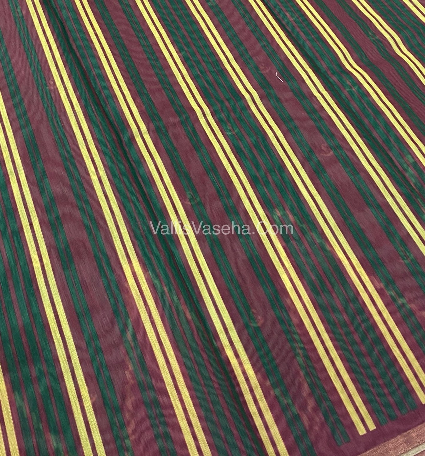 Semi Chanderi Saree - Green & Maroon Combo - VVSCS003