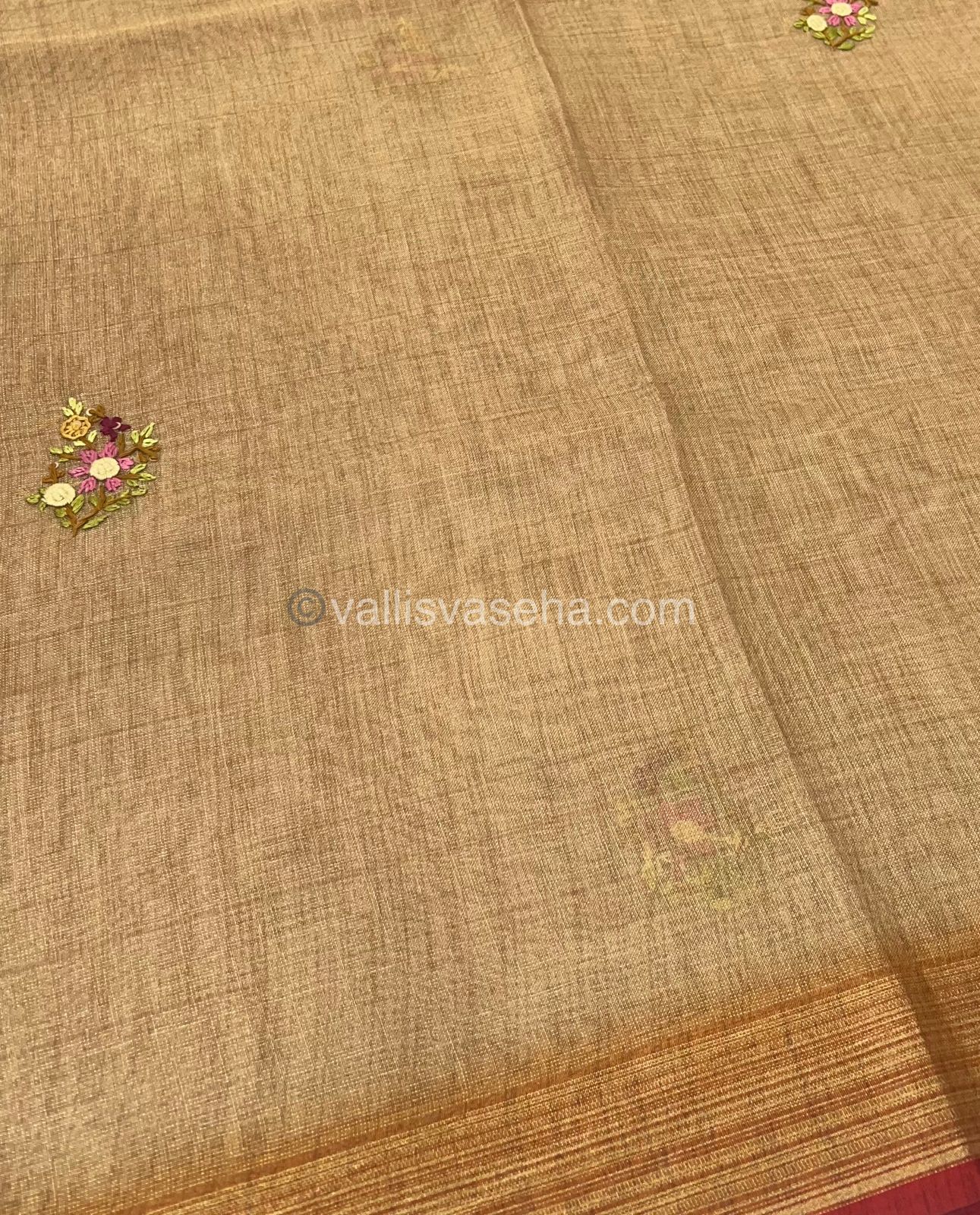 French Knot - Tissue Saree - Dark Chiku Shade - VVLFN002