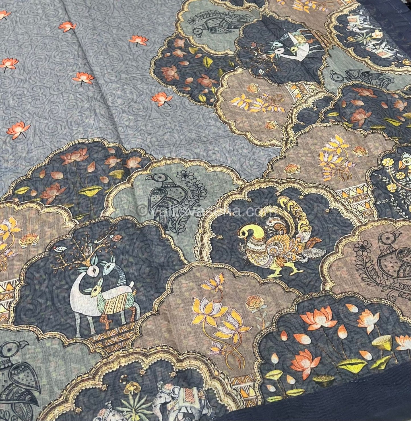 Semi Chanderi Saree - Digital Printed - VVSCD001
